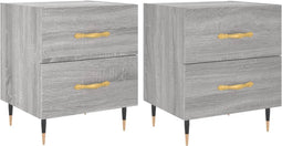 vidaXL - Nachtkastjes - 2 - st - 40x35x47,5 - cm - bewerkt - hout - grijs - sonoma - eiken
