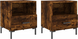 vidaXL - Nachtkastjes - 2 - st - 40x35x47,5 - cm - bewerkt - hout - gerookt - eikenkleur