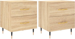 vidaXL - Nachtkastjes - 2 - st - 40x35x47,5 - cm - bewerkt - hout - sonoma - eikenkleur