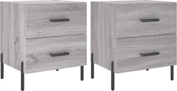 vidaXL - Nachtkastjes - 2 - st - 40x35x47,5 - cm - bewerkt - hout - grijs - sonoma - eiken