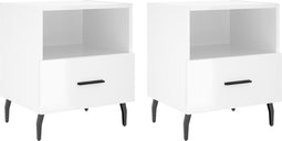 vidaXL - Nachtkastjes - 2 - st - 40x35x47,5 - cm - bewerkt - hout - hoogglans - wit