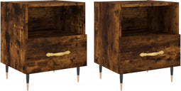 vidaXL - Nachtkastjes - 2 - st - 40x35x47,5 - cm - bewerkt - hout - gerookt - eikenkleur