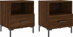 vidaXL - Nachtkastjes - 2 - st - 40x35x47,5 - cm - bewerkt - hout - bruin - eikenkleur