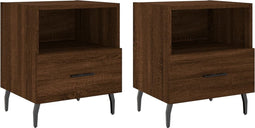 vidaXL - Nachtkastjes - 2 - st - 40x35x47,5 - cm - bewerkt - hout - bruin - eikenkleur
