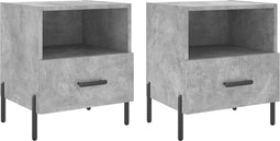 vidaXL - Nachtkastjes - 2 - st - 40x35x47,5 - cm - bewerkt - hout - betongrijs
