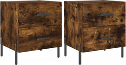vidaXL - Nachtkastjes - 2 - st - 40x35x47,5 - cm - bewerkt - hout - gerookt - eikenkleur