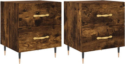 vidaXL - Nachtkastjes - 2 - st - 40x35x47,5 - cm - bewerkt - hout - gerookt - eikenkleur