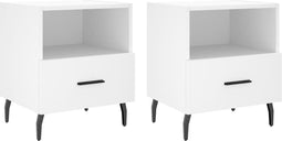 vidaXL - Nachtkastjes - 2 - st - 40x35x47,5 - cm - bewerkt - hout - wit