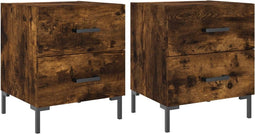 vidaXL - Nachtkastjes - 2 - st - 40x35x47,5 - cm - bewerkt - hout - gerookt - eikenkleur