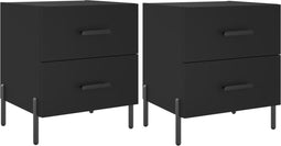 vidaXL - Nachtkastjes - 2 - st - 40x35x47,5 - cm - bewerkt - hout - zwart