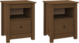 vidaXL - Nachtkastjes - 2 - st - 40x35x49 - cm - massief - grenenhout - honingbruin