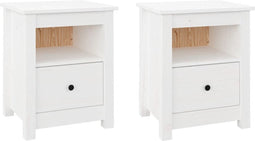 vidaXL - Nachtkastjes - 2 - st - 40x35x49 - cm - massief - grenenhout - wit