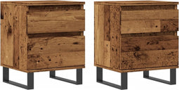 vidaXL - Nachtkastjes - 2 - st - 40x35x50 - cm - bewerkt - hout - oud - houtkleurig