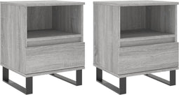 vidaXL - Nachtkastjes - 2 - st - 40x35x50 - cm - bewerkt - hout - grijs - sonoma - eiken