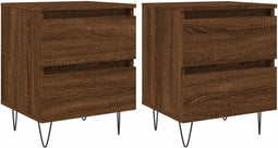 vidaXL - Nachtkastjes - 2 - st - 40x35x50 - cm - bewerkt - hout - bruin - eikenkleur