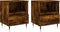vidaXL - Nachtkastjes - 2 - st - 40x35x50 - cm - bewerkt - hout - gerookt - eikenkleurig