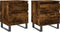 vidaXL - Nachtkastjes - 2 - st - 40x35x50 - cm - bewerkt - hout - gerookt - eikenkleurig