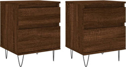 vidaXL - Nachtkastjes - 2 - st - 40x35x50 - cm - bewerkt - hout - bruin - eikenkleur