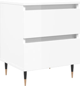 vidaXL - Nachtkastjes - 2 - st - 40x35x50 - cm - bewerkt - hout - hoogglans - wit