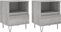 vidaXL - Nachtkastjes - 2 - st - 40x35x50 - cm - bewerkt - hout - grijs - sonoma - eiken