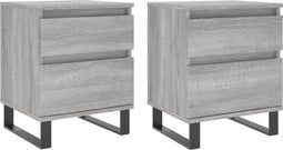 vidaXL - Nachtkastjes - 2 - st - 40x35x50 - cm - bewerkt - hout - grijs - sonoma - eiken