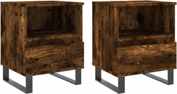 vidaXL - Nachtkastjes - 2 - st - 40x35x50 - cm - bewerkt - hout - gerookt - eikenkleurig