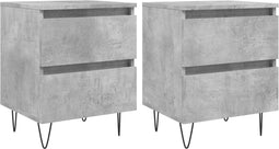 vidaXL - Nachtkastjes - 2 - st - 40x35x50 - cm - bewerkt - hout - betongrijs
