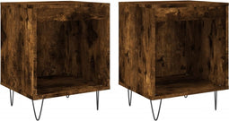 vidaXL - Nachtkastjes - 2 - st - 40x35x50 - cm - bewerkt - hout - gerookt - eikenkleurig