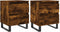 vidaXL - Nachtkastjes - 2 - st - 40x35x50 - cm - bewerkt - hout - gerookt - eikenkleurig