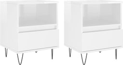 vidaXL - Nachtkastjes - 2 - st - 40x35x50 - cm - bewerkt - hout - hoogglans - wit