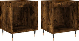 vidaXL - Nachtkastjes - 2 - st - 40x35x50 - cm - bewerkt - hout - gerookt - eikenkleurig