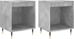 vidaXL - Nachtkastjes - 2 - st - 40x35x50 - cm - bewerkt - hout - betongrijs
