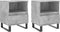 vidaXL - Nachtkastjes - 2 - st - 40x35x50 - cm - bewerkt - hout - betongrijs