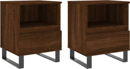 vidaXL - Nachtkastjes - 2 - st - 40x35x50 - cm - bewerkt - hout - bruin - eikenkleur