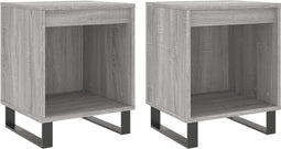 vidaXL - Nachtkastjes - 2 - st - 40x35x50 - cm - bewerkt - hout - grijs - sonoma - eiken