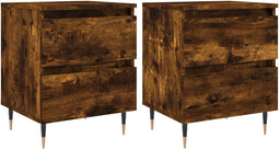 vidaXL - Nachtkastjes - 2 - st - 40x35x50 - cm - bewerkt - hout - gerookt - eikenkleurig