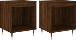 vidaXL - Nachtkastjes - 2 - st - 40x35x50 - cm - bewerkt - hout - bruin - eikenkleur