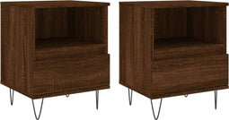 vidaXL - Nachtkastjes - 2 - st - 40x35x50 - cm - bewerkt - hout - bruin - eikenkleur