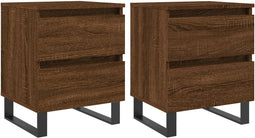 vidaXL - Nachtkastjes - 2 - st - 40x35x50 - cm - bewerkt - hout - bruin - eikenkleur