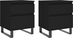 vidaXL - Nachtkastjes - 2 - st - 40x35x50 - cm - bewerkt - hout - zwart