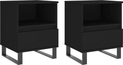 vidaXL - Nachtkastjes - 2 - st - 40x35x50 - cm - bewerkt - hout - zwart
