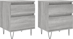 vidaXL - Nachtkastjes - 2 - st - 40x35x50 - cm - bewerkt - hout - grijs - sonoma - eiken