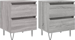 vidaXL - Nachtkastjes - 2 - st - 40x35x50 - cm - bewerkt - hout - grijs - sonoma - eiken