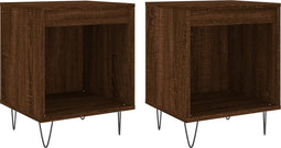 vidaXL - Nachtkastjes - 2 - st - 40x35x50 - cm - bewerkt - hout - bruin - eikenkleur