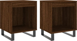 vidaXL - Nachtkastjes - 2 - st - 40x35x50 - cm - bewerkt - hout - bruin - eikenkleur