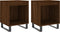 vidaXL - Nachtkastjes - 2 - st - 40x35x50 - cm - bewerkt - hout - bruin - eikenkleur