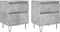 vidaXL - Nachtkastjes - 2 - st - 40x35x50 - cm - bewerkt - hout - betongrijs