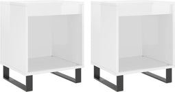vidaXL - Nachtkastjes - 2 - st - 40x35x50 - cm - bewerkt - hout - hoogglans - wit