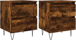 vidaXL - Nachtkastjes - 2 - st - 40x35x50 - cm - bewerkt - hout - gerookt - eikenkleurig