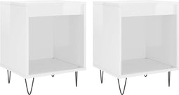vidaXL - Nachtkastjes - 2 - st - 40x35x50 - cm - bewerkt - hout - hoogglans - wit